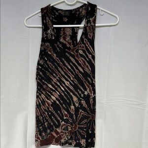 Clearay Tie-Dye Sleeveless Top - Black and Brown sleeveless shirt